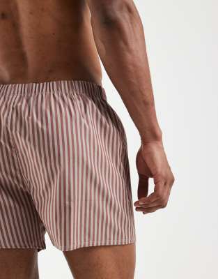 Asos Design 2-pack Woven Boxers In Brown