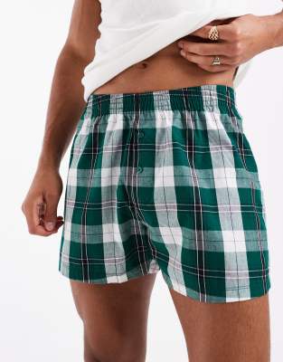 Asos Design 2 Pack Woven Boxers In Green