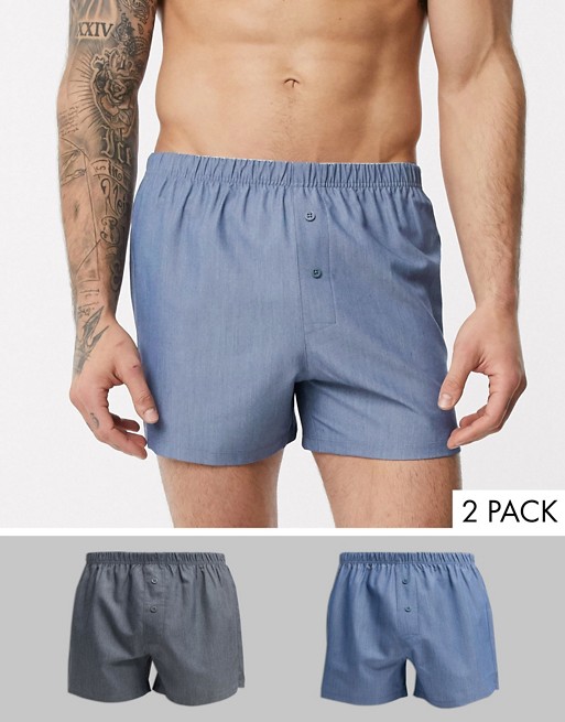 ASOS DESIGN 2 pack woven boxers