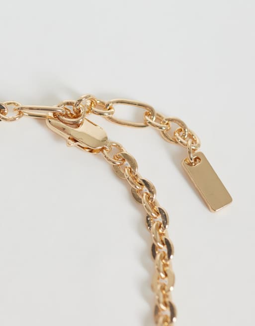 ASOS DESIGN 2-pak stenfarvet kædearmbånd i guld, 3 af 3