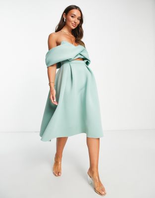 ASOS DESIGN 2 piece midi prom dress in frosted sage