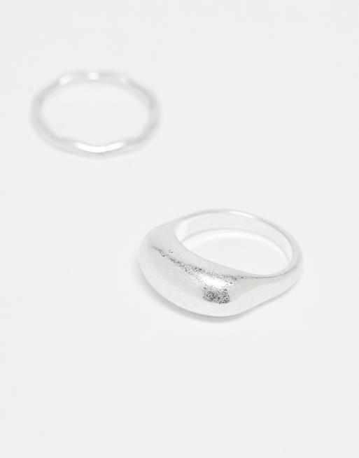 ASOS DESIGN – 2 Ringe in Silber-Optik mit poliertem Design, 3 von 3