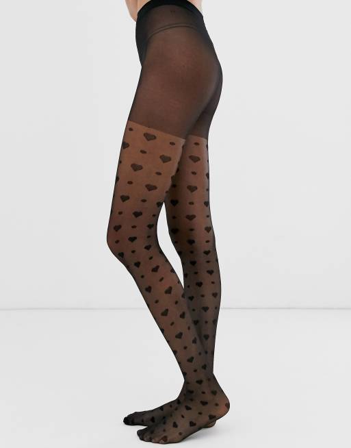 ASOS DESIGN medium polka dot black tights