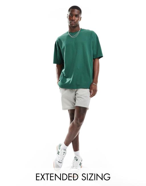 ASOS DESIGN – 240 g/m² schweres Oversize-T-Shirt in Dunkelgrün 