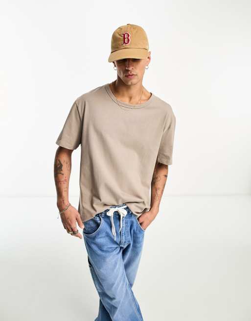 ASOS DESIGN 240gsm heavyweight relaxed fit T-shirt in beige