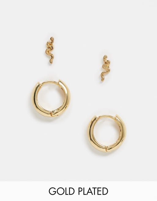 ASOS DESIGN – 2er-Pack 14-karätig vergoldete Ohrringe