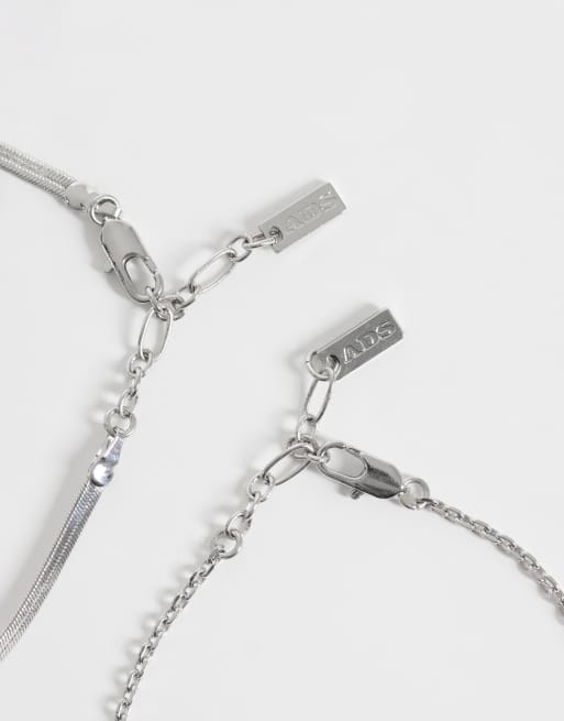 ASOS DESIGN 2er-Pack Armband mit Schlangenkette und Kreuz-Anhänger in Silber, 2 von 3