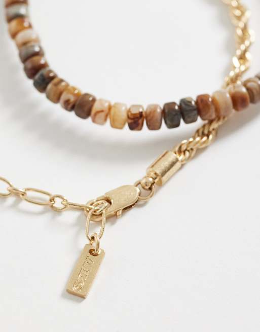 ASOS DESIGN – 2er-Pack Armbänder mit runden Schmuckperlen und Seilketten-Design in Goldoptik, 3 von 3