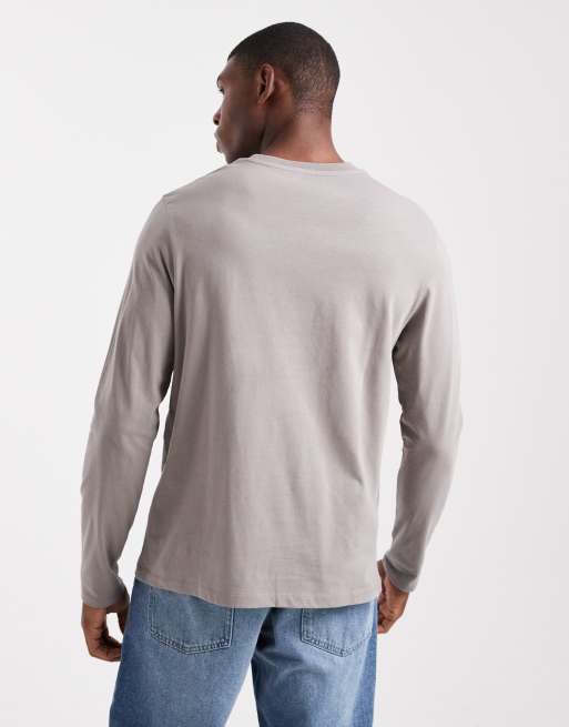 ASOS DESIGN – 2er-Pack Basic-Langarmshirt in Steinbeige und Weiß mit Regular-Fit-Schnitt , 3 von 5