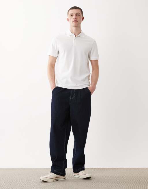 ASOS DESIGN – 2er-Pack Basic-Polohemden aus Pikee in Marineblau und Weiß mit Regular-Fit-Schnitt, 2 von 5