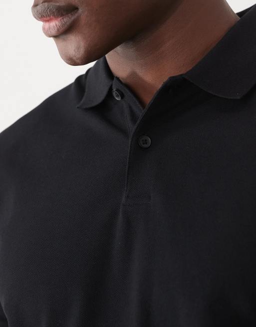 ASOS DESIGN – 2er-Pack Basic-Polohemden aus Pikee in Schwarz mit Regular-Fit-Schnitt, 3 von 5
