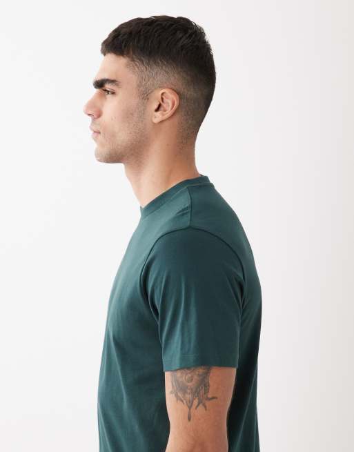ASOS DESIGN – 2er-Pack Basic-T-Shirts in Schwarz und Dunkelgrün mit Regular-Fit-Schnitt, 4 von 5