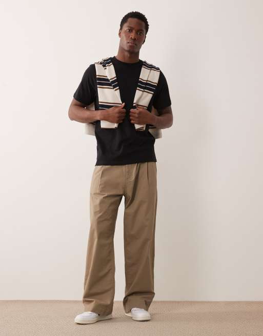 ASOS DESIGN – 2er-Pack Basic-T-Shirts in Schwarz und Khaki mit Regular-Fit-Schnitt, 2 von 5