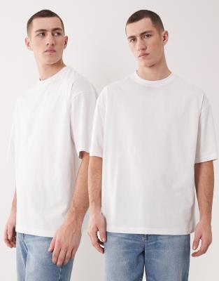 Er-Pack Basic-T-Shirts in Weiß mit Oversize-Schnitt-Bunt Bunt XL