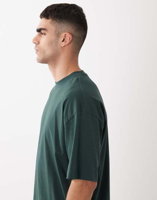 ASOS DESIGN – 2er-Pack Basic-T-Shirts in Weiß und Grün mit Oversize-Schnitt, 4 von 5