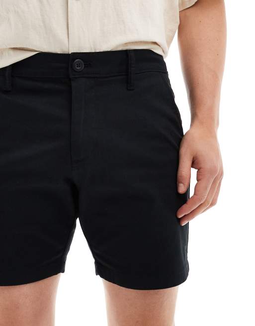 ASOS DESIGN – 2er Pack eng geschnittene Chino-Shorts in Schwarz und Marineblau, 4 von 5