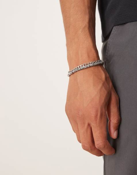 ASOS DESIGN – 2er-Pack Festival-Armbänder mit Perlendesign in Grau - view 1
