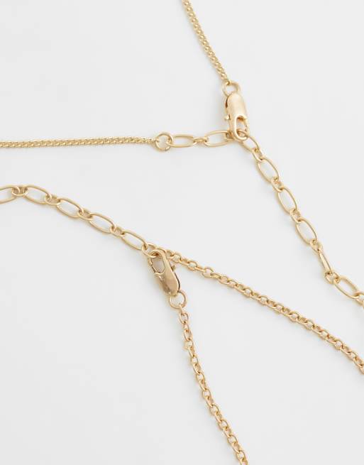 ASOS DESIGN – 2er-Pack goldfarbene Halsketten mit schwarzem Schmuckstein-Detail, 3 von 4