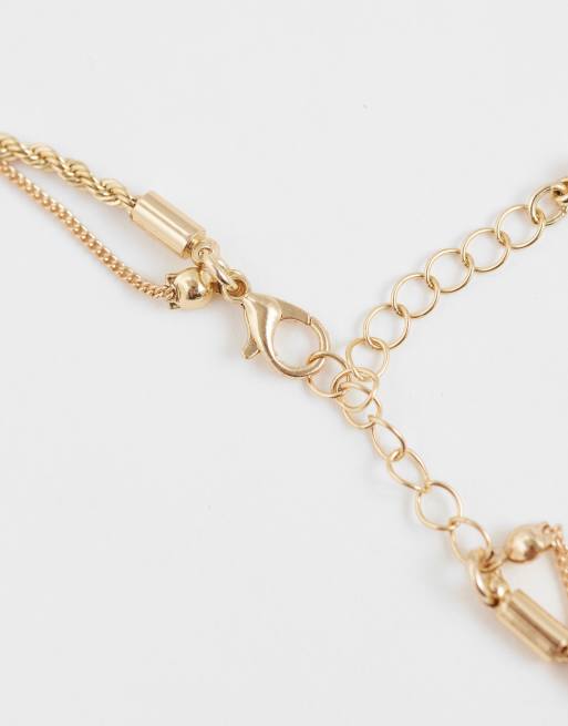 ASOS DESIGN 2er-Pack Halskette mit gedrehter Kette und Strassdetail in Goldoptik, 3 von 4