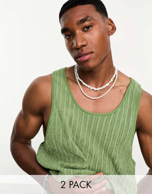 ASOS DESIGN – 2er-Pack Ketten mit Zierperlen aus Glas sowie Halbedelsteinsplittern 
