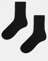 ASOS DESIGN - 2er-Pack Knöchelsocken aus Wolle in Schwarz-Bunt