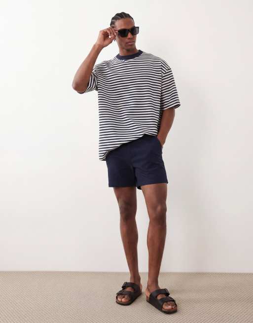ASOS DESIGN – 2er-Pack kurze Chino-Shorts in Marineblau und Steinbeige, 2 von 5