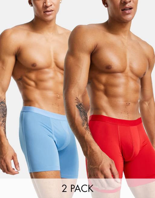 ASOS DESIGN – 2er-Pack lang geschnittene Unterhosen aus Mikrofaser