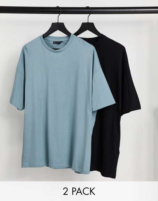 ASOS DESIGN – 2er-Pack Oversize-T-Shirts in verschiedenen Farben - MULTI