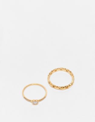 ASOS DESIGN - 2er-Pack Ringe aus Edelstahl mit Herzdesign und Goldoptik-Goldfarben