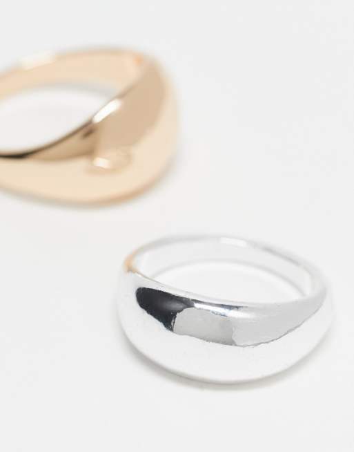 ASOS DESIGN – 2er-Pack Ringe aus verschiedenen Metallen im Blasen-Design, 3 von 4
