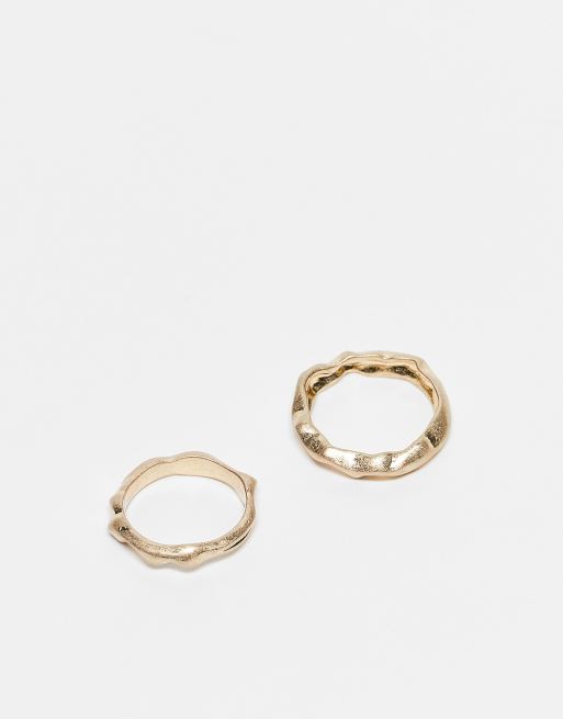 ASOS DESIGN – 2er-Pack Ringe in Goldoptik