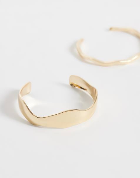 ASOS DESIGN – 2er-Pack schlichte goldfarbene Armreifen - view 1