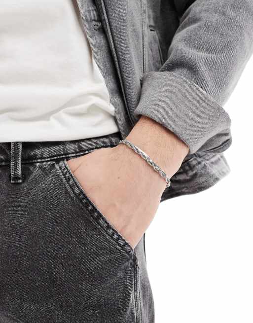 ASOS DESIGN – 2er-Pack silberfarbene Kettenarmbänder