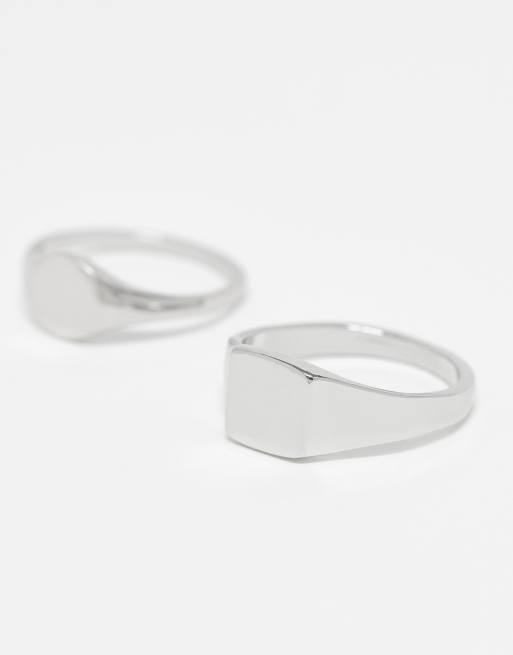ASOS DESIGN – 2er-Pack silberfarbene Siegelringe  , 2 von 3