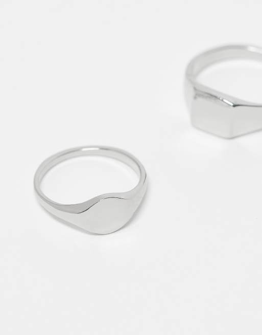 ASOS DESIGN – 2er-Pack silberfarbene Siegelringe  , 3 von 3