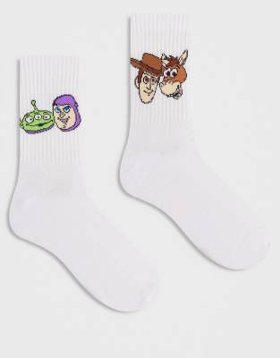 Er-Pack Socken in Weiß mit Toy Story Motiven Weiß 37-42
