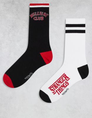 Er-Pack Socken in Weiß und Schwarz mit „Stranger Things"-Motiv-Bunt Bunt 43-48