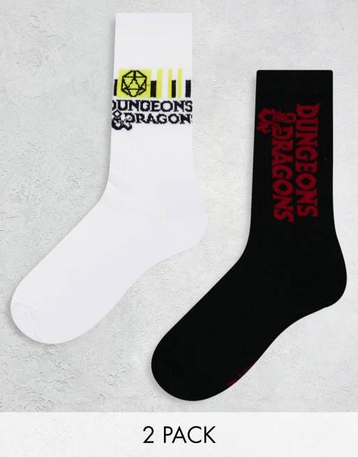 ASOS DESIGN – 2er-Pack Sportsocken im <em>Dungeons and Dragons</em>-Design