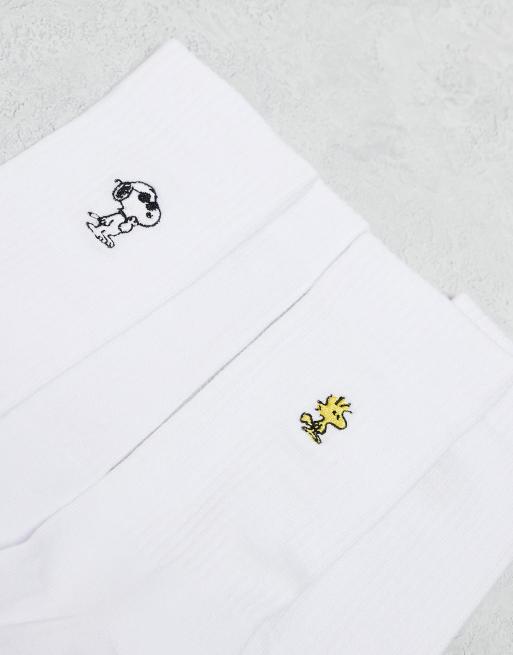 ASOS DESIGN – 2er-Pack Sportsocken in Weiß mit Snoopy-Stickerei, 4 von 4