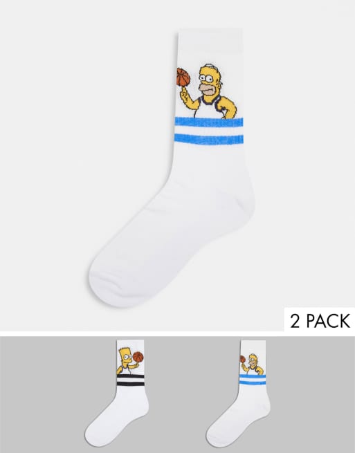 ASOS DESIGN – 2er-Pack Sportsocken mit Bart & Homer Design
