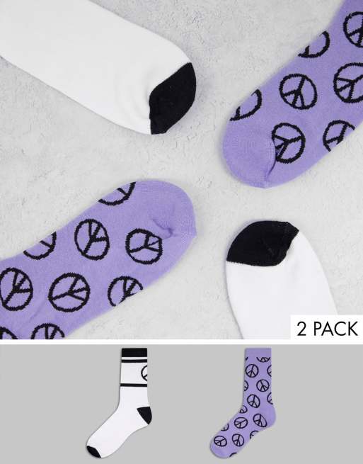 ASOS DESIGN – 2er-Pack Sportsocken mit Peace-Zeichen
