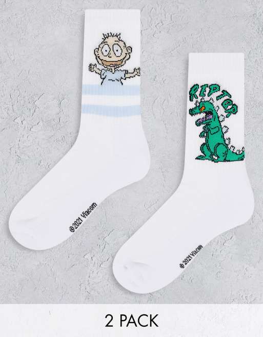 ASOS DESIGN – 2er-Pack Sportsocken mit Rugrats Tommy und Reptar-Design