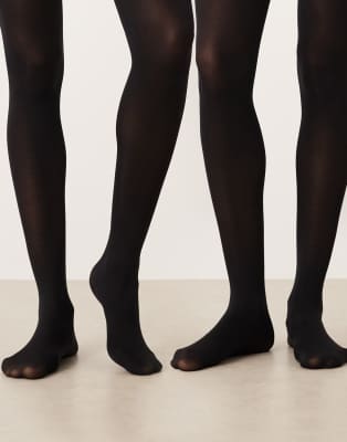ASOS DESIGN - 2er-Pack Strumpfhosen in Schwarz, 120 DEN