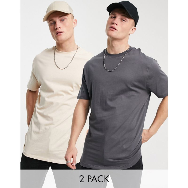 DESIGN – 2er-Pack T-Shirts mit abgerundetem Saum