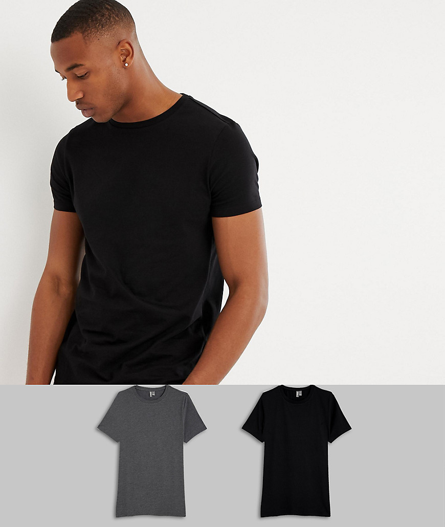 Asos Design – 2er Pack T-Shirts Mit Rundhalsausschnitt, Spare- Mehrfarbig XXS