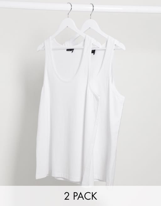 ASOS DESIGN – 2er-Pack Trägershirts in Weiß