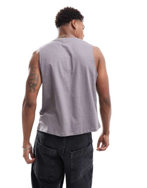 ASOS DESIGN – 2er-Pack Trägertops in Anthrazit und Grau mit lockerem, kurzem Schnitt, 4 von 4