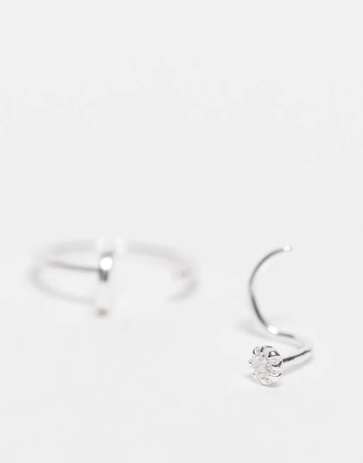 ASOS DESIGN – 2er-Piercing-Set aus Sterlingsilber mit Nasenring und Nasenstecker mit Schmucksteinbesatz, 2 von 4