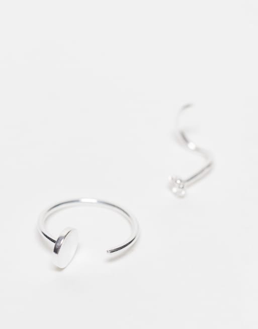 ASOS DESIGN – 2er-Piercing-Set aus Sterlingsilber mit Nasenring und Nasenstecker mit Schmucksteinbesatz, 3 von 4