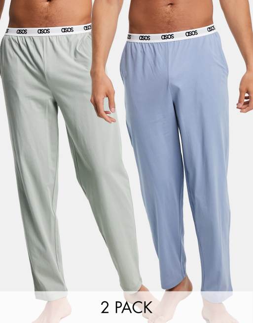 ASOS DESIGN – 2er-Set Lounge-Hosen in Blau und Grün